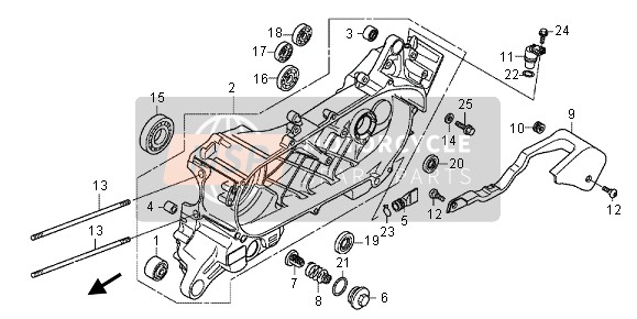 11200KZR602, Crankcase Comp., L., Honda, 0